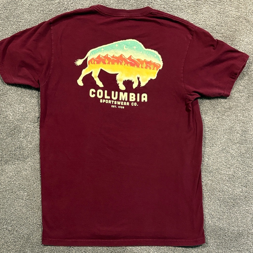 Columbia Burgundy Bison Graphic T for Men